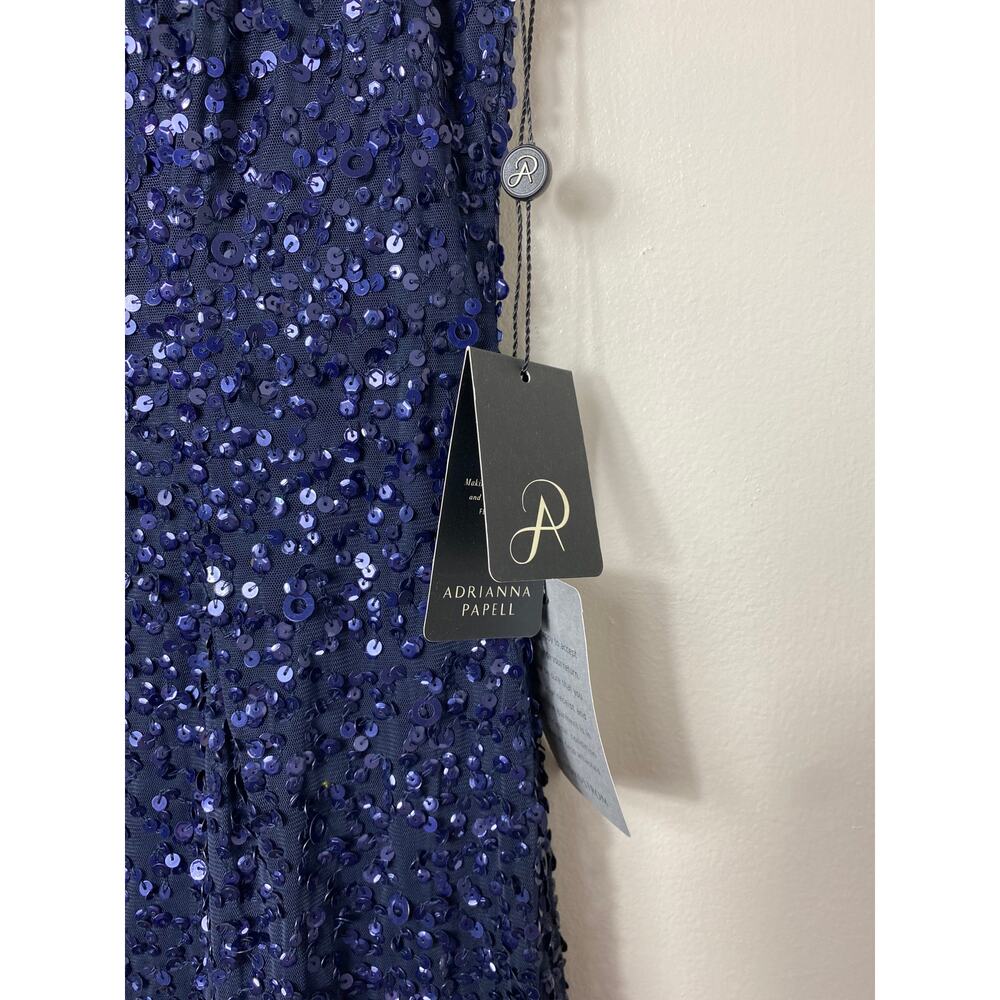 NWT ADRIANNA PAPELL DRESS GOWN 10 NAVY BLUE MOTHER OF THE BRIDE EVENING FORMAL - Picture 10 of 16